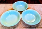 3 Vintage Fire King Jadeite Green Vegetable/Side Dish Bowl.