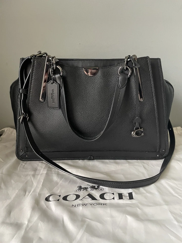 COACH Dreamer 36 Satchel Black Pebble/ Smooth Leather Gunmetal Hardware 38550 - Image 4 of 4