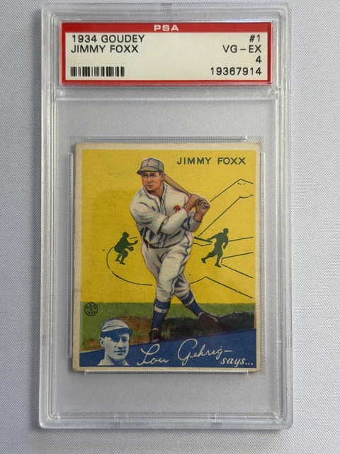 1934 Goudey Big League Chewing Gum - R320 Jimmie Foxx #1 PSA 4 VG-EX