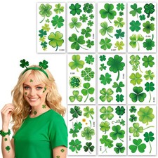 St. Patrick  s Day Shamrock Temporary Tattoos  Medium, Green  Dark