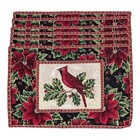 Set 6 St Nicholas Square CARDINAL POINSETTIA TAPESTRY Placemats 19x13 Christmas