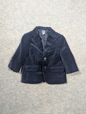Janie and Jack Navy Marine Blue Velvet Blazer Size 2T Lined Classic Holiday