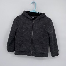Old Navy Kids Hooded Front Pocket Full Zip Fleece Lined Sweatshirt Gray Small 6