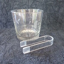 Vintage Princess House Heritage Crystal Ice Bucket with Tongs, #522