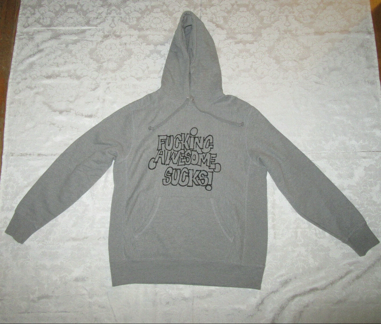 Sweat à capuche F*cking Awesome FA Sucks gris taille L grand Jason Dill Supreme