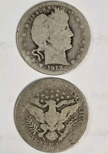 114CM162 PAIR OF BARBER QUARTERS 1892-1916 SILVER 25c COINS P-G 110+ YEARS OLD!!