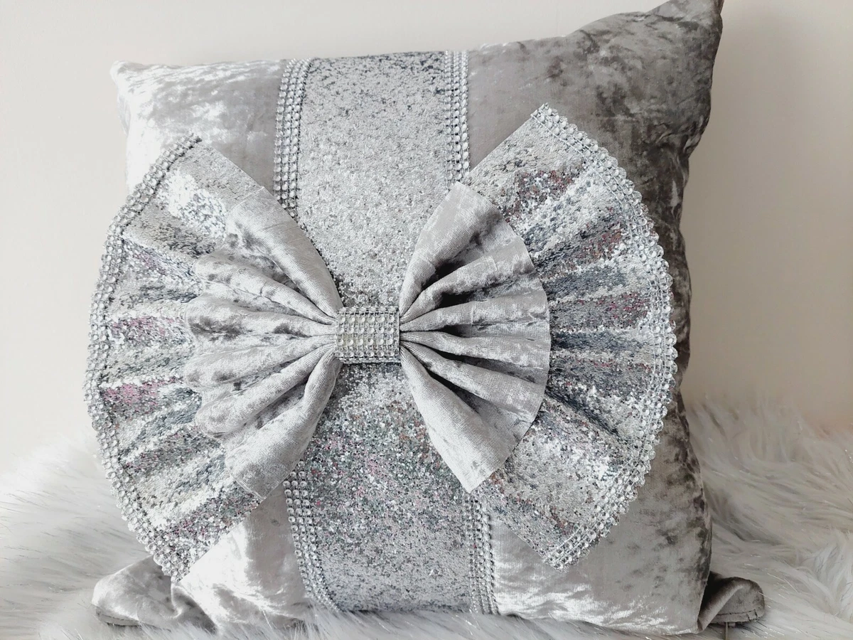Grey diamante cushions cheap