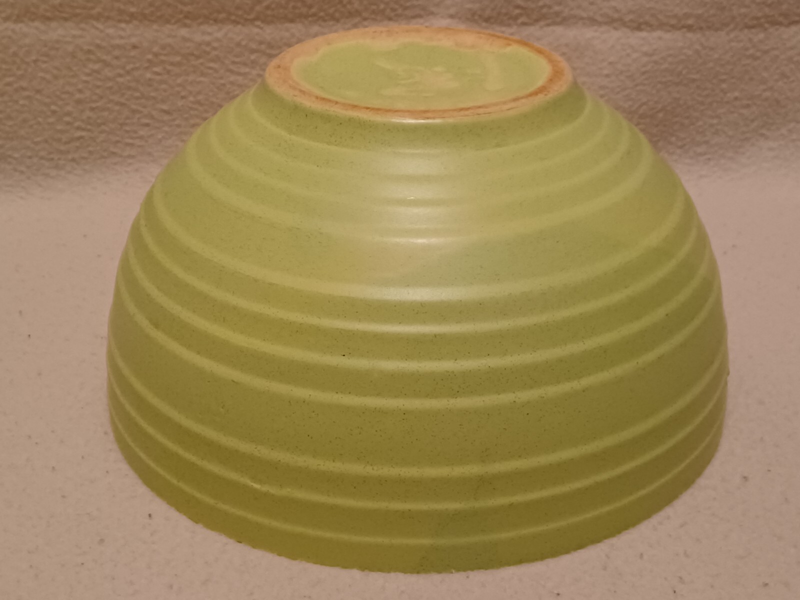 Vintage McCoy 12” Lime Green Teal Turquoise Beehive Banded Mixing Bowl