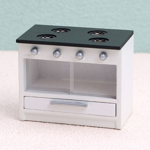 Wood Dollhouse Kitchen Cabinet Dolls House Furniture Miniature Sink Stove - Picture 7 of 14