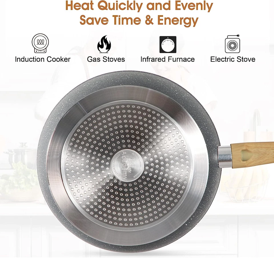 17-teiliges Töpfe und Pfannen Set Antihaft Induktion Kochgeschirr Set Granitbeschichtet Topfset - Bild 3 von 4