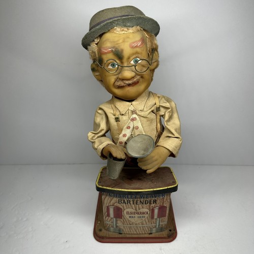 Vintage 1960's Rosco Charlie Weaver BARTENDER TIN LITHO TOY Not Working