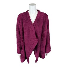 Jockey Women's Open Front Sherpa Cardigan Top Solid Cranberry Large/X-Large Size
