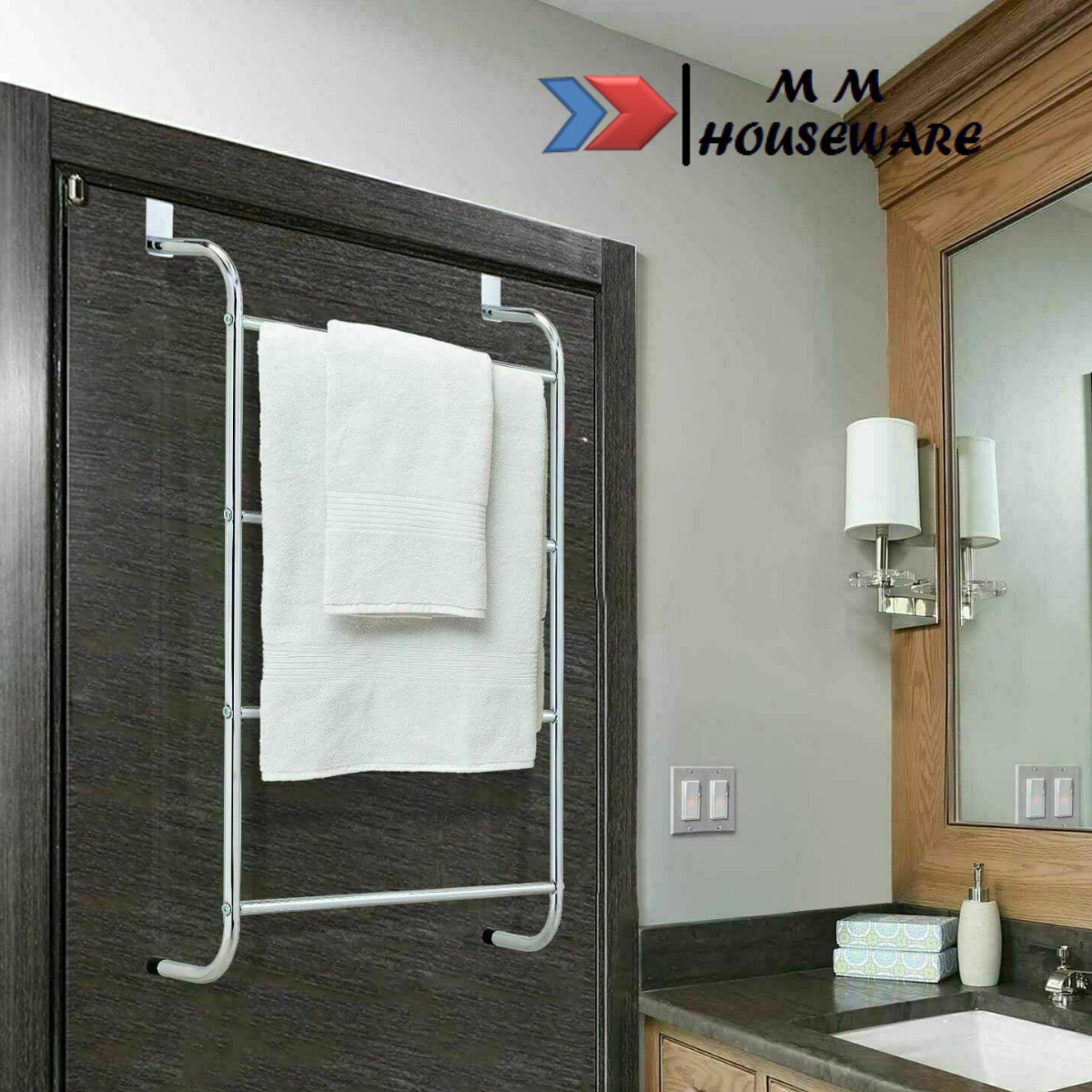 4 Tier Chrome Towel Holder Over Door Clothe Airer Towel Rail Rack