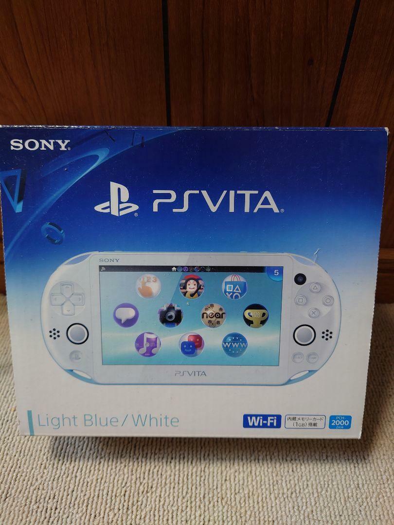 SONY PS Vita PCH-2000 Slim Wi-Fi Light Blue White Charger from JAPAN used