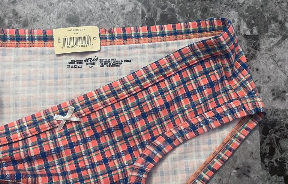 NUEVO CON ETIQUETAS BRAGAS BREVES AERIE AMERICAN EAGLE PEQUEÑAS AZULES CORAL VERDE CUADROS NIÑO RARAS Foto 2 de 3