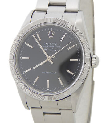 Rolex Air King 14010 Mens Stainless Steel Watch with Oyster Band and Black Dial
