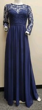 Lulus Womens Size XS Blue Lace Top Maxi Long Lace Sleeve Strap Back Dress