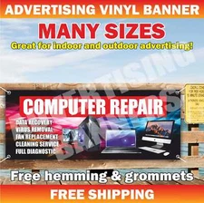 COMPUTER REPAIR Advertising Banner Vinyl Mesh Sign service diagnostics phone fix