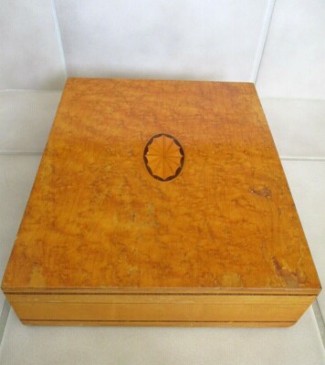 Antique CHICKASAW Mfg. Co. Inlayed Wood Trinket Mirrored Vanity Box 12''x10''x3''