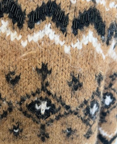 VERONICA BEARD Lrg fit Md brown fair isle beaded Chiana sweater pullover - Picture 3 of 5