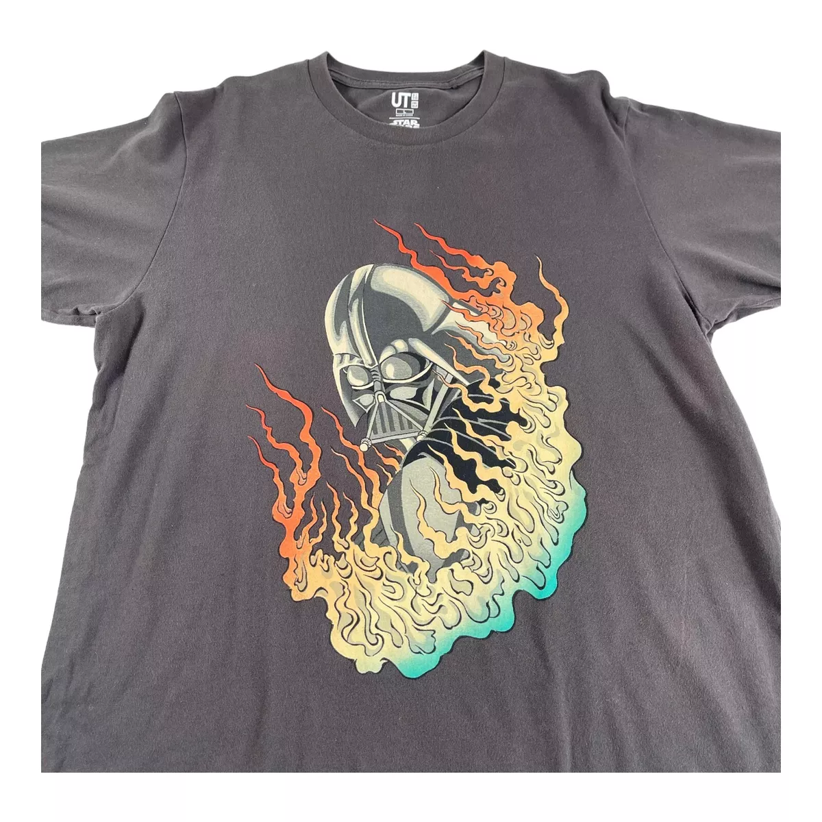 Star Wars Uniqlo UT Shirt Darth Vader Flames Dark Gray Cotton