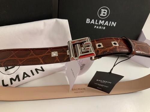 CINTURÓN BALMAIN HOMBRE COCODRILO MARRÓN RELIEVE TALLA 105 (34 mm ANCHO) NUEVO HECHO EN ITALIA - Imagen 6 de 18