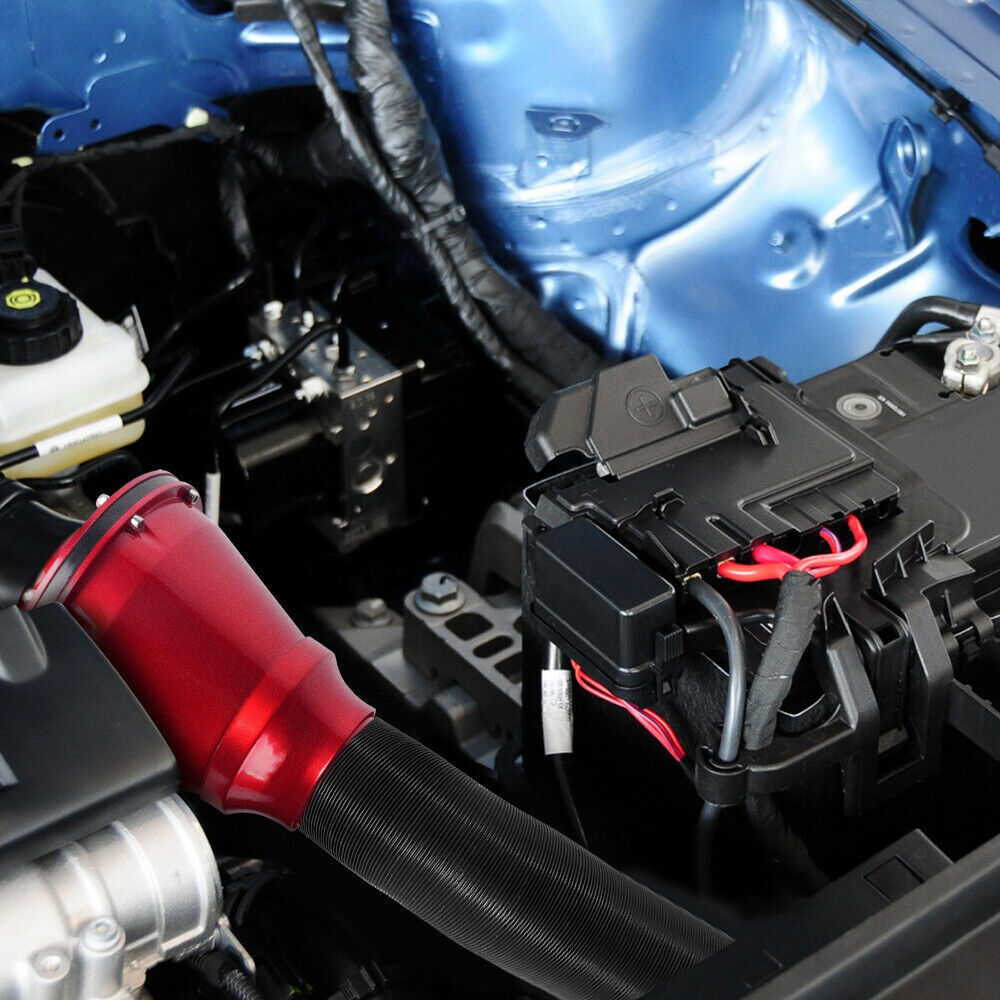 Red 65mm/70mm Auto Car Cold Air Intake Filter Kit with Air Box + Hose Universal