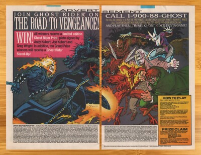 1992 Marvel Comics Ghost Rider Trivia Contest Print Ad/Poster Blackheart Art 90s