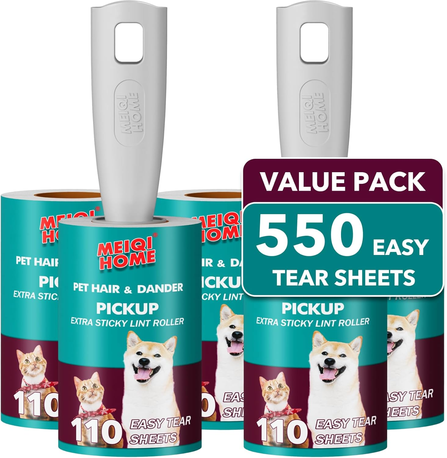 Lint Rollers for Pet Hair Extra Sticky 550 Sheets Mega Value Set Roller with 2