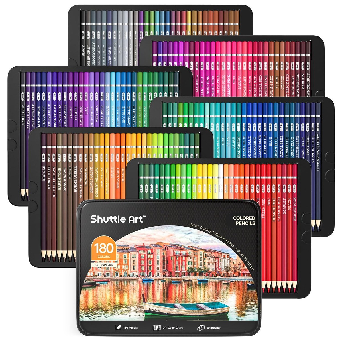 180 Colored Pencils, Soft Core Coloring Pencils Set with 4