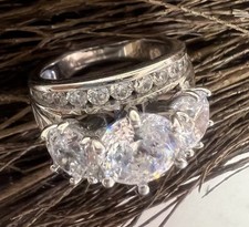 Vintage Inspired Sterling Silver 925 Ring With CZ Stones Engagement Ring Bold 6  