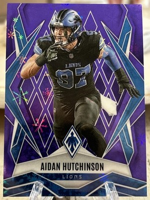 2025 Panini Phoenix Aidan Hutchinson #21 Purple Winter Prizm 19/249 Lions