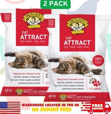 (2 pack)Dr. Elsey's Cat Attract Clumping Clay Cat Litter, 40-lb bag