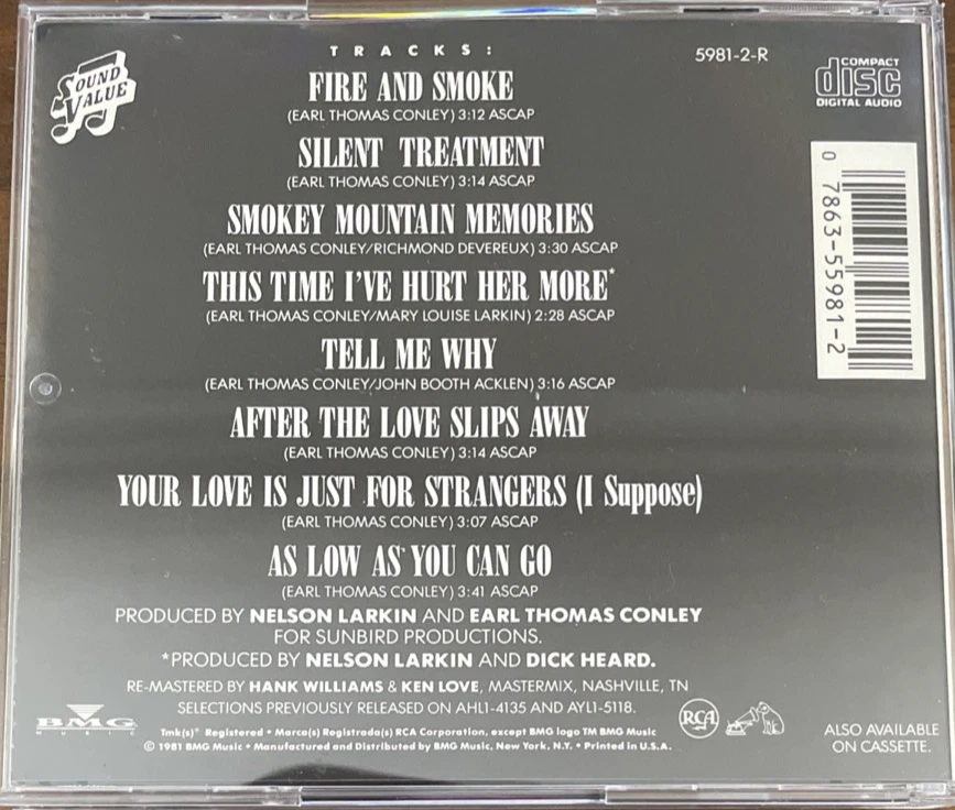 EARL THOMAS CONLEY - Fire & Smoke - CD -RARE OOP COUNTRY - Imagem 4 de 4