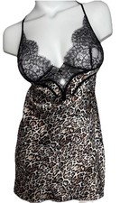 Victoria  s Secret Leopard Lace Chemise Slip Nightgown Small