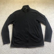 Ibex Full Zip Mock Neck Sweater Jacket Men's Large Black Merino Wool