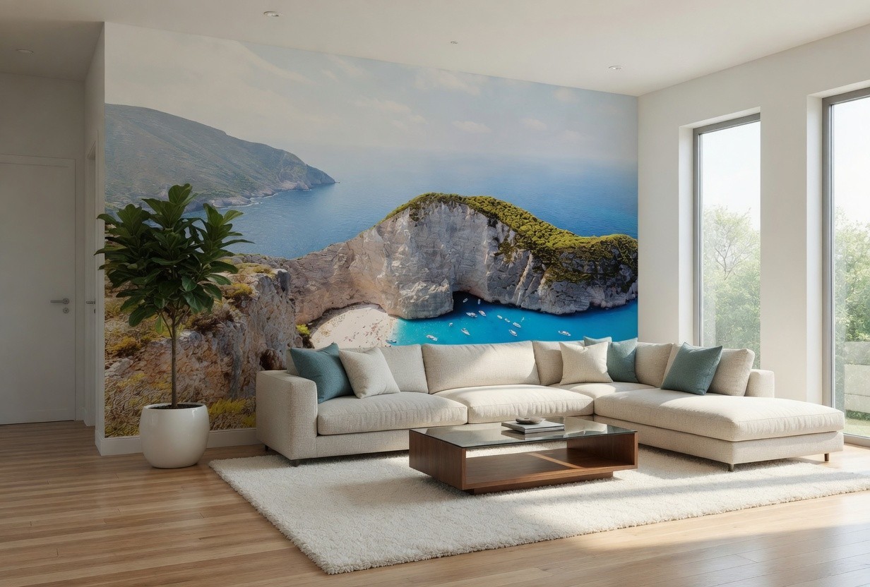 White Cliffs Coast living room wallpaper large colourful wall mural 312x219cm