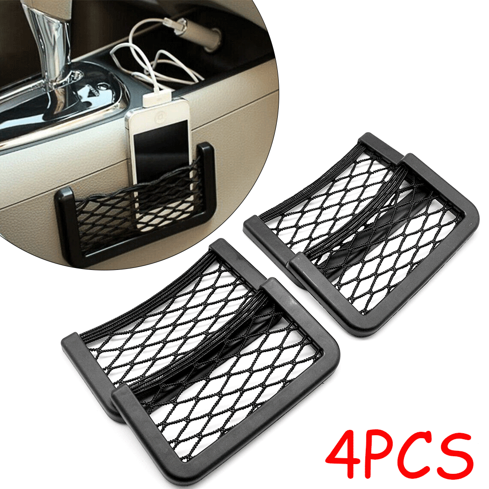 4Pcs Universal Car Storage Net Organizer - Door Pocket Mesh for Phone Bottle Key