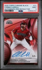 2025 Topps Chrome Black Corbin Carroll Auto Red Refractor /5 PSA 9