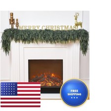 Waydress 2 Pcs 6ft Artificial Christmas Cedar Garland Green Mantel Fireplace