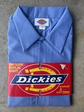 NWT Dickies Short Sleeve Work Shirt Blue Sz 17-17.5 RN20697 Made In USA. NOS