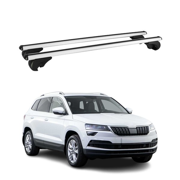 DachträGer GrundtäGer FüR Skoda Karoq 2017-2026 75Kg Aluminium Silber 2 Tlg-image