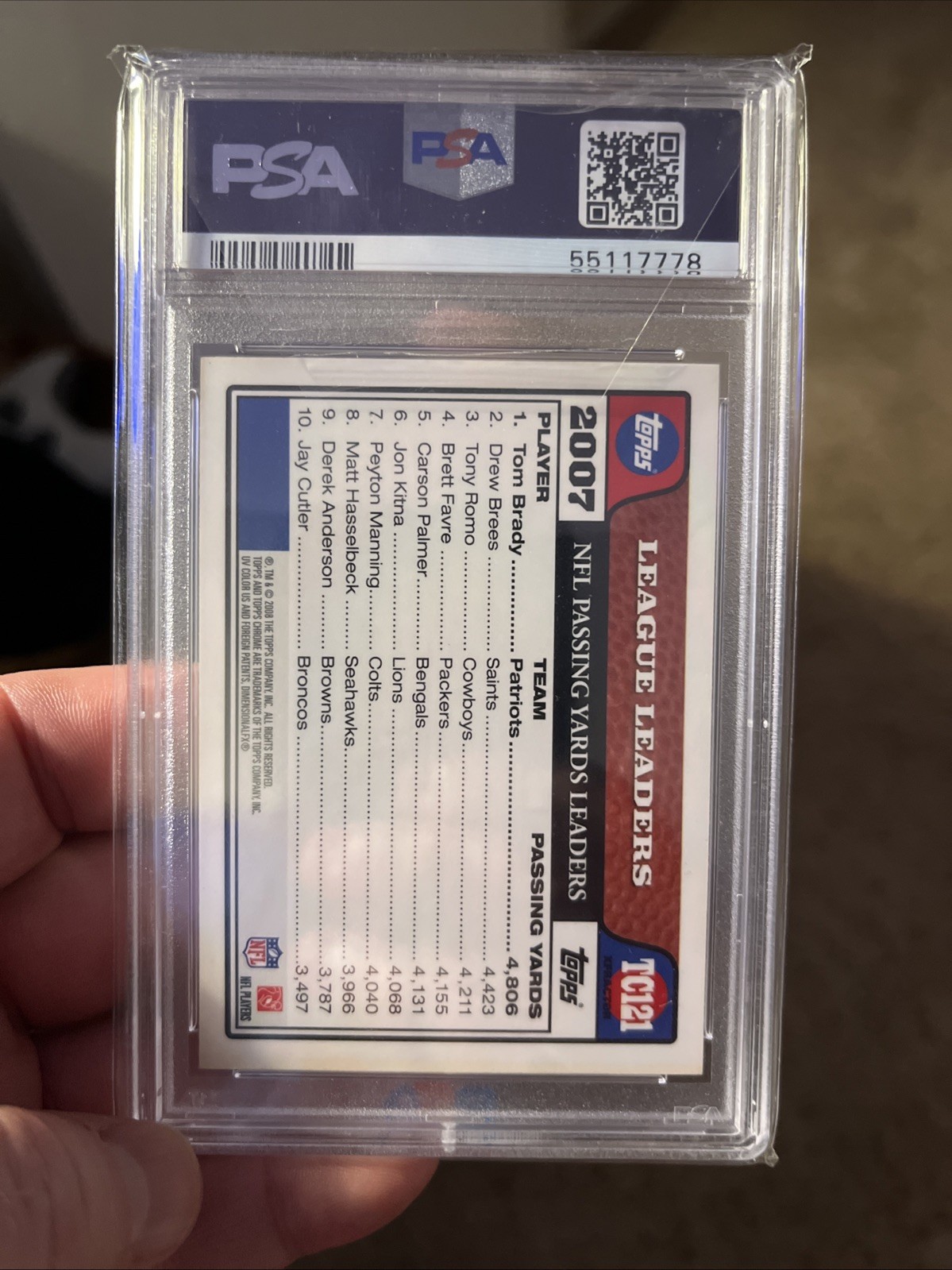 2008 Topps Chrome #TC121 "XFRACTOR" ~ TOM BRADY ~ PSA-8 / Lowest Priced On eBay. view 5