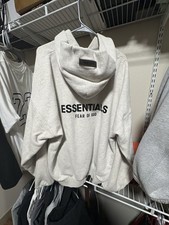 Essentials Fear of God Gray Men's Logo Fleece Pullover Hoodie Pockets XXL