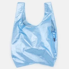 NEW! Baggu STANDARD BAG in “Metallic Light Blue” — Recyc. Nylon SOLD OUT + RARE!