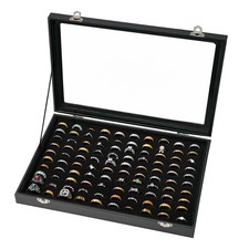 100 Slots Ring Display Case with Transparent Lid Storage Box Case Organizer