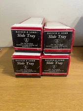 EUC Vintage (4) Bausch & Lomb 2.25" X 2.25" 40 Slot each Slide Trays 63-25-42