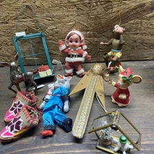 Vintage Christmas Ornaments Lot Of 9 Assortment