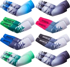 8 Pairs UV Sun Protection Arm Sleeves for Men Women Cooling Arm Cover Compressio