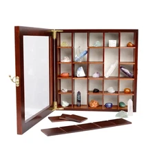 Adjustable Rock Display Case - Rock Collection Box with Fabric Bed for Minera...